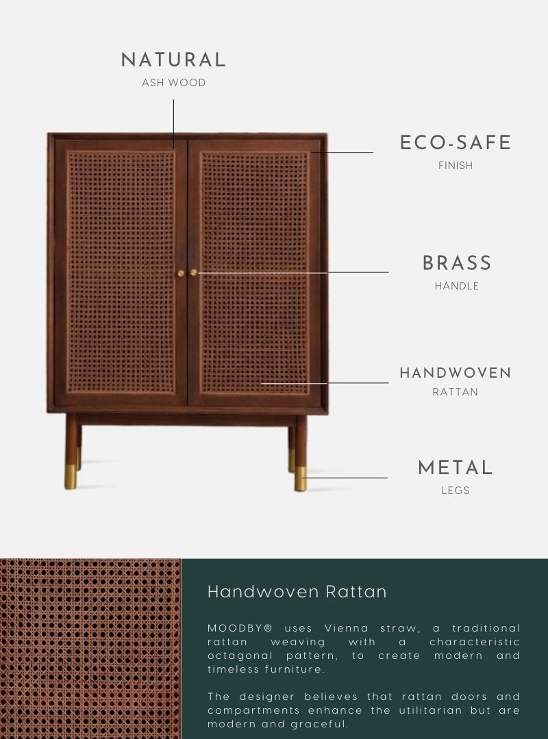 SEN RATTAN Shoe Cabinet V.2, WB, L90