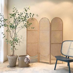 OAKI Rattan Folding Partition, Natural Ash