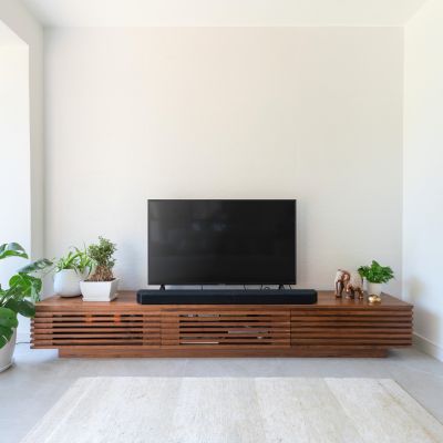 OAKI TV Cabinet, W160-250, Natural Walnut