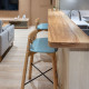 Elbow Bar Chair, Natural Ash, Blue Fabric