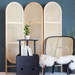 OAKI Rattan Folding Partition, Black