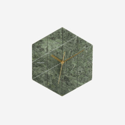 Wall Clock Marble Hexagon - Green