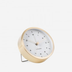 Alarm clock Tinge Steel - Gold with White Dial
