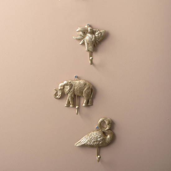 Coat hook Flamingo gold painted