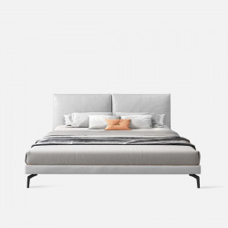 [Display] LOGAN II Leather Bed Frame, White