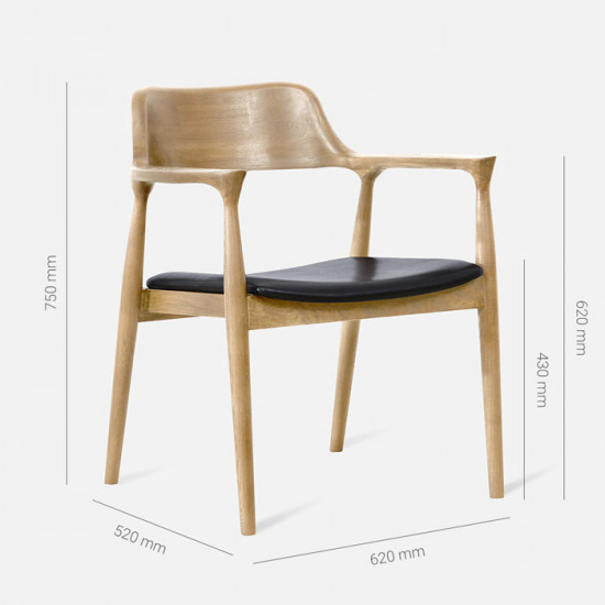Hiroshima Armchair, W62, Oak [Sale]