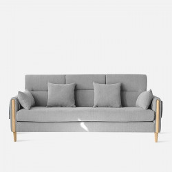 Macaron Sofa II, Oak with Light Grey Fabric