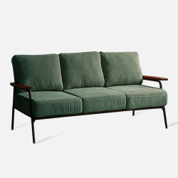 Industrial Metal Sofa 3S, Green Corduroy