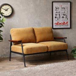 [SALE] Industrial Metal Sofa 2S, Yellow Corduroy