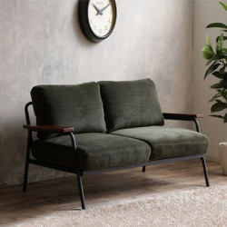 Industrial Metal Sofa 2S, Army Green, Corduroy