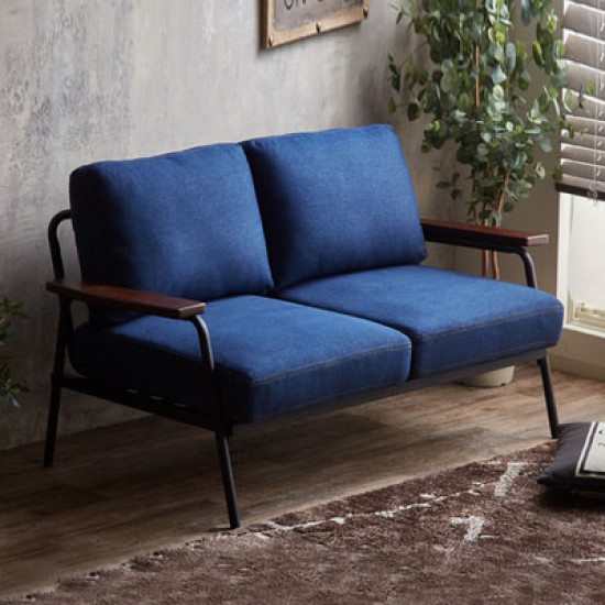 Industrial Metal Sofa 3S, Blue Jean