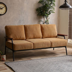 [SALE] Industrial Metal Sofa 3S, Yellow Corduroy