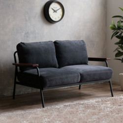 [SALE] Industrial Metal Sofa 2S,  Navy Corduroy