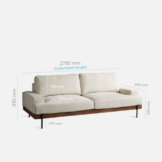 Nadine Frame Sofa, Walnut, L180-L238