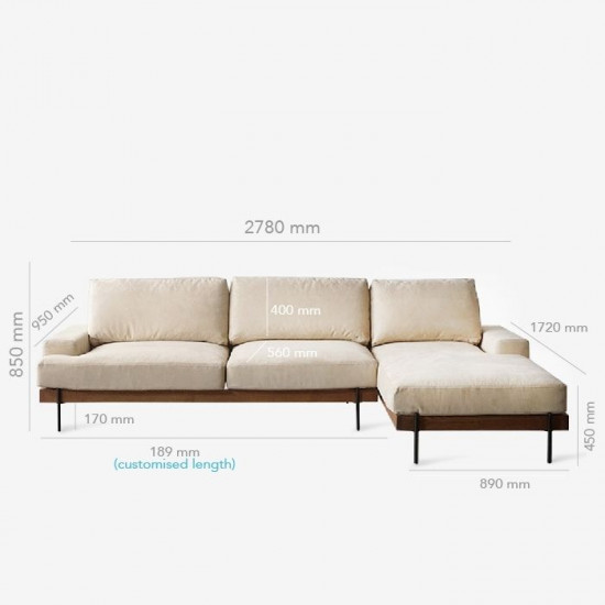 Nadine Frame Sofa, Oak Frame, L-SHAPE Nadine Frame Sofa, Oak Frame, L-SHAPE
