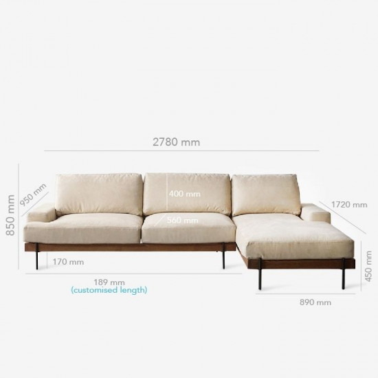 Nadine Frame Sofa, Oak Frame, L-SHAPE