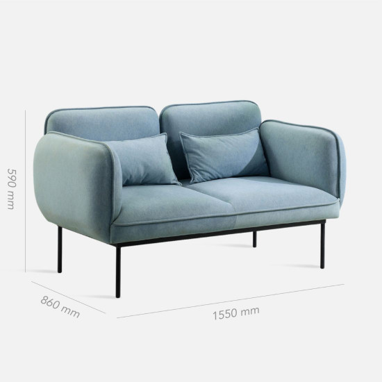 ADAMS Two-Seater-Sofa, Blue