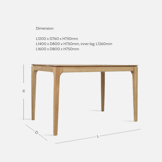  [Sale] DANA Dining Table L120-L180, Oak  
