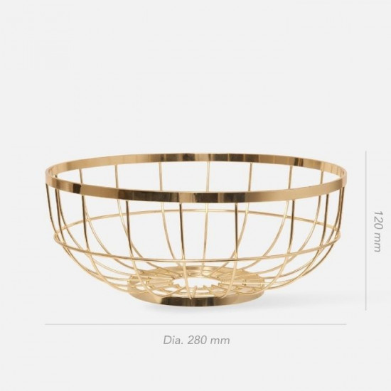 Fruit basket Open Grid metal gold plated