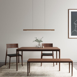 Linear LED Adjustable Natural Walnut Wood Pendant