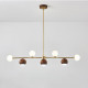 Walnut Brass Chandelier, 7 bulbs, Adjustable LED 