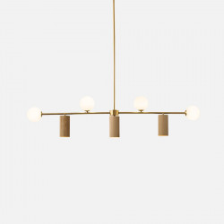 Oak Brass Chandelier, 7 bulbs