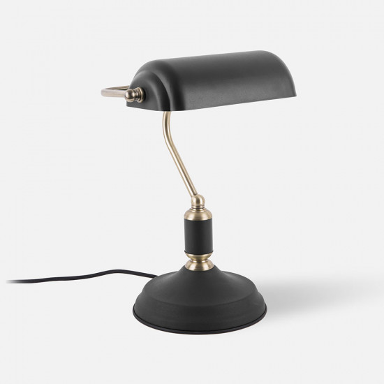 Table lamp Bank Iron Black W. Antique Gold [Display]