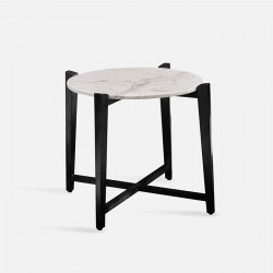 STORA Marble Coffee Table, Black Leg