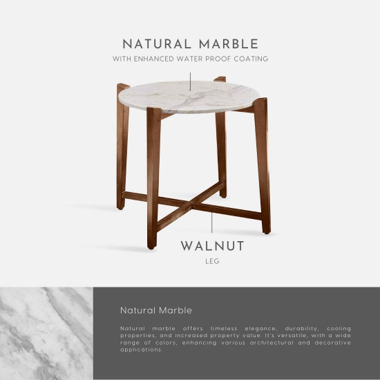 STORA Marble Coffee Table, Walnut Leg (Last one)