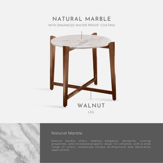 STORA Marble Coffee Table, Walnut Leg [Stock x1]