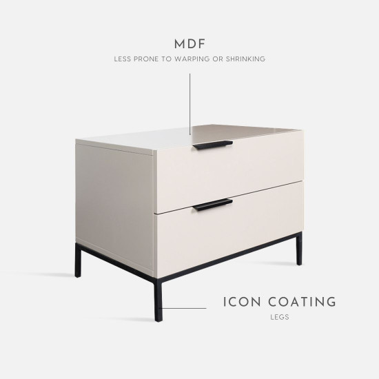 NOVA White MDF Bedside Table