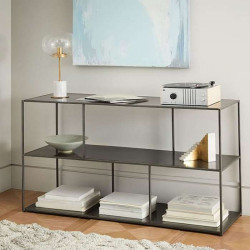 SIMP Two Layers with Grids Metal Shelf, Matt Black