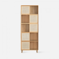 ELGIN Square Bookshelf with rattan door, Oak, 2*5