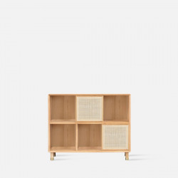 ELGIN Square Bookshelf with rattan door, Oak, 3*2