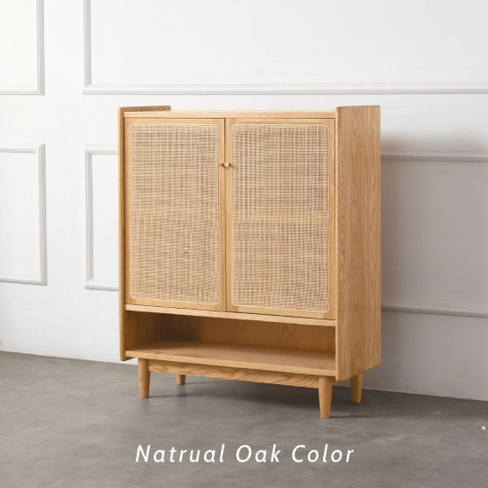 DOLCH Rattan Shoe Cabinet, Oak/Cherrywood DOLCH Rattan Shoe Cabinet, Oak/Cherrywood