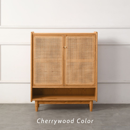 DOLCH Rattan Shoe Cabinet, Oak/Cherrywood DOLCH Rattan Shoe Cabinet, Oak/Cherrywood