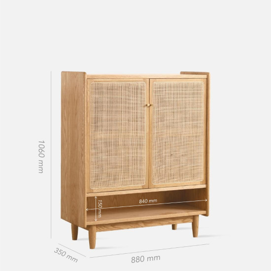 DOLCH Rattan Shoe Cabinet, Oak/Cherrywood DOLCH Rattan Shoe Cabinet, Oak/Cherrywood