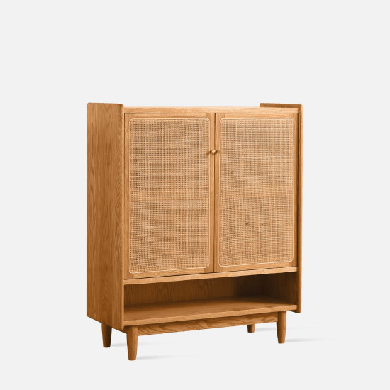 DOLCH Rattan Shoe Cabinet, Oak/Cherrywood DOLCH Rattan Shoe Cabinet, Oak/Cherrywood