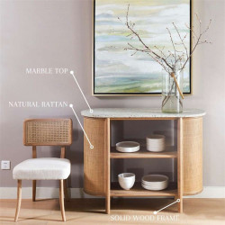 OAKI Rattan Sideboard with Terrazzo Top