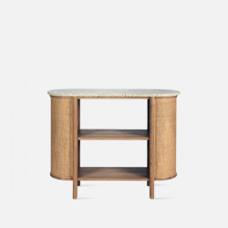 OAKI Rattan Sideboard with Terrazzo Top
