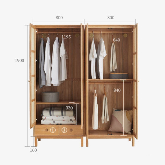 ELGIN Rattan Wardrobe, Combined ELGIN Rattan Wardrobe, Combined