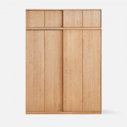 DOLCH Wardrobe with sliding doors, plus top cabinet, Ver.2, L120 / L140