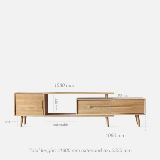 ZIPLINE Extend TV Cabinet W180-255, Walnut [SALE]