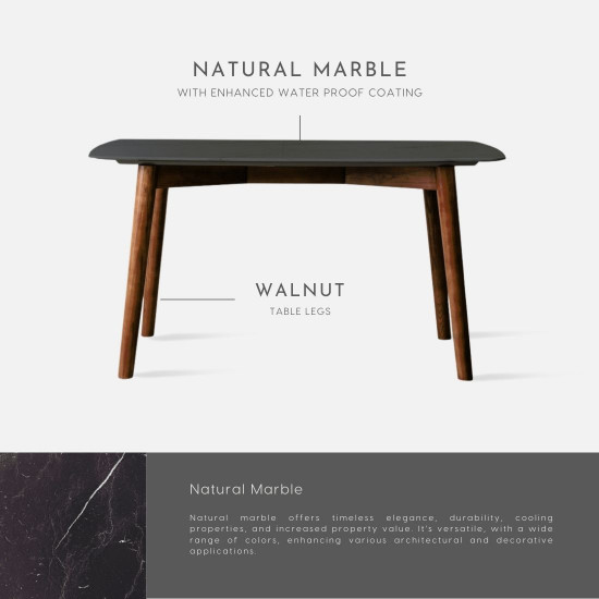 NOVA Marble Table V2, Dark Grey, L140 - L240