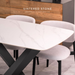 WILLOW Sintered Stone Table, L130-220, Snow white