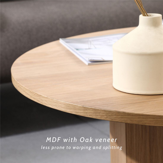 ADAMS Coffee Round Table, Oak, D80 ADAMS Coffee Round Table, Oak, D80