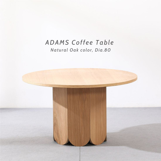 ADAMS Coffee Round Table, Oak, D80 ADAMS Coffee Round Table, Oak, D80
