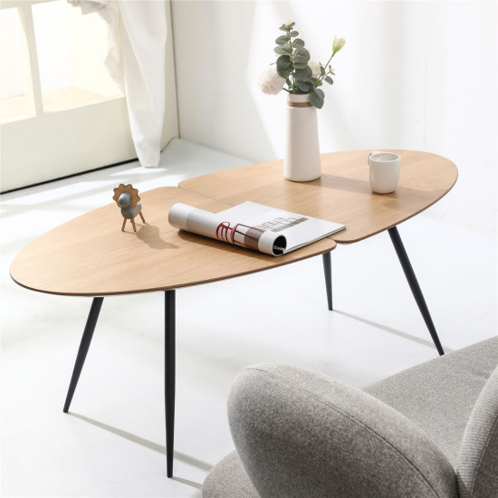VIGGO Oval Coffee Table, Oak, L118 VIGGO Oval Coffee Table, Oak, L118
