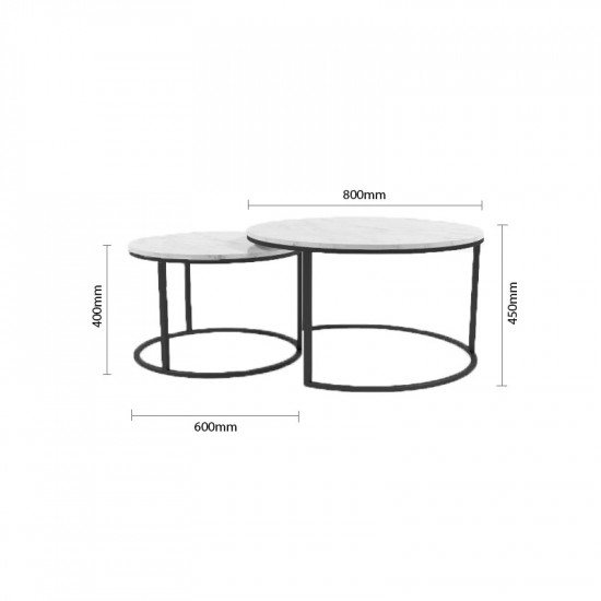 Marble Round Coffee Table D60 / D80, Black