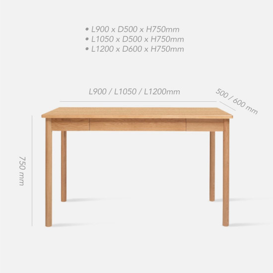 ELGIN Work-desk, L90-L160, single drawer